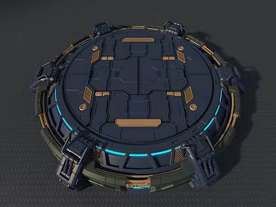 Futuristic Circular Activation Device With Metallic Panels Blue Lighting And Ring Design 3d model
