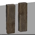 Two Natural Stone Wood Pillars Featuring Rustic Texture And Solid Build Design