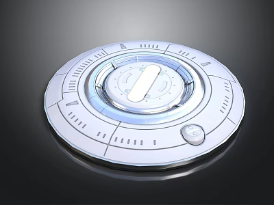 Futuristic Circular Control Panel With Concentric Rings Linear Center And Edge Button 3d model