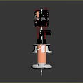Futuristic Weapon with Silver Metal Coil Black Components Red Details and Mechanical Structure