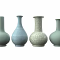 Decorative Ceramic Vases with Light Blue Green Tones and Crackle Pattern Details