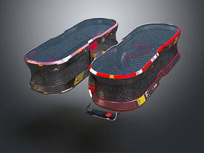 Modern Electronic Cleaning Devices With Mesh Surface And Red Yellow Accents 3d model