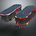 Modern Electronic Cleaning Devices With Mesh Surface And Red Yellow Accents