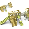 Wooden Platform Combination Slide Multifunctional Expansion Combination Crawl Amusement Park Children's Amusement Park Amusement Park 3d model