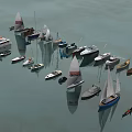 Scenic Yacht Marina With Various Sailboats And Boats On Calm Water Reflections