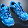 Blue Lace Up Sneakers with Neon Accents Suede Upper Thick Sole Casual Sporty Style