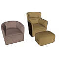 Single Sofa Casual Chair Combination Fabric Single Sofa 3d model