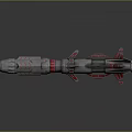 Advanced Silver Missile Weapon With Red Accents And Multiple Propulsion Fins