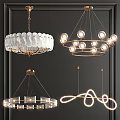 Modern Chandeliers With Glass Elements Gold Frame And Circular Artistic Design