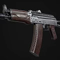 Classic AK Assault Rifle With Wooden Stock Metal Barrel And Grip Design