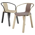 Modern Minimalist Single Accent Chair with Wooden Frame and Fabric Upholstery in Light Dark Tones