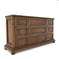 Classic Wooden Entryway Cabinet Sideboard With Multiple Drawers And Metal Handles