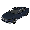 Dark Blue Luxury Sedan Side View With Sleek Body And Large Alloy Wheels