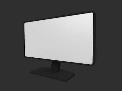 Modern Computer Monitor With White Screen And Black Frame Stand 3d model