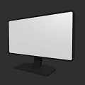Modern Computer Monitor With White Screen And Black Frame Stand