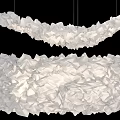 Modern Exhibition Hall Ceiling Design with White Ruffled Pendant Lighting Fixtures