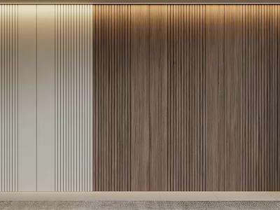 Modern Wooden Wall Paneling With Vertical Striped Two Tone Interior Design 3d model