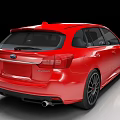 Red Subaru Sporty Sedan With Aggressive Front Design And Black Wheels