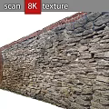 Rustic Layered Stone Wall With Red Brick Top Layer Exterior