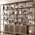 Traditional Chinese Wooden Antique Display Shelf With Vases Buddha Statue Books And Decorative Items