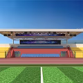 Outdoor Sports Stadium With Soccer Field Running Track Stands And Basketball Courts 3d model