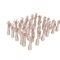 Man's White Arms in Different Poses and Positions on Gray Background