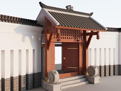 Chinese Courtyard Door Chinese Courtyard Traditional Chinese Door Beijing Courtyard Door 3d model