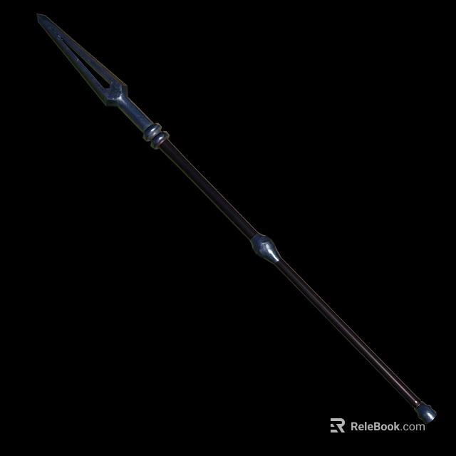 Trident Ancient Weapon With Long Handle And Three Pronged Metal Head 3d model 