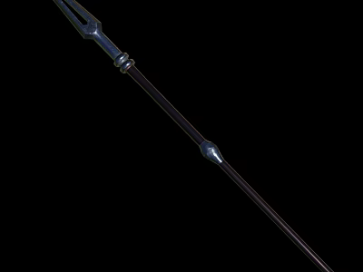 Trident Ancient Weapon With Long Handle And Three Pronged Metal Head 3d model