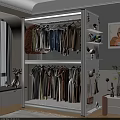 Double Layered Clothes Rack With Various Colored Hanging Clothes And Decorative Accessories
