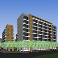 Modern Multi Building Complex Design With Green Roofs Outdoor Spaces And Road Access 3d model