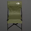 Olive Green Foldable Outdoor Chair with Black Metal Frame and Logo Design