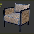 Modern Peach Armchair with Black Frame and Perforated Dot Pattern on Armrest and Backrest