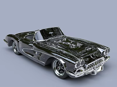 Vintage Convertible Car With Shiny Chrome Accents And Open Top Design 3d model