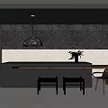 Modern Bar Design With White Pendant Light Black Accent Wall And Wooden Stools