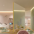 Children's Playroom With Pastel Pink Green Walls Cloud Cactus Decor Sofa Tables Chairs Toys