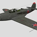Vintage Fighter Aircraft With Gray Body Red Star Emblems And Propeller Design