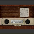 Vintage Electronic Radio With Wooden Case Dial Knobs And Tuning Scale
