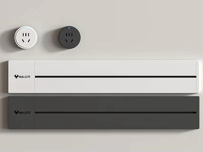 Modern Switch Panels With Round Sockets In White And Dark Gray 3d model