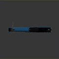 Blue Streamlined Train With Shiny Surface Reflective Finish And Detailed Wheels On Gray Background