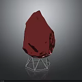 Red Gemstone Rough Displayed On Geometric Metal Stand With Dark Background 3d model