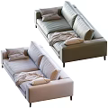 Modern Green And Light Gray Two Seater Sofa With Pillows And Blanket