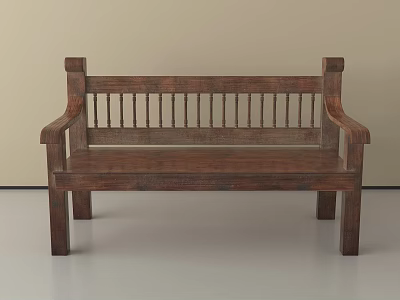 Wooden Leisure Chair with Slatted Backrest and Armrests in Simple Design for Relaxation 3d model