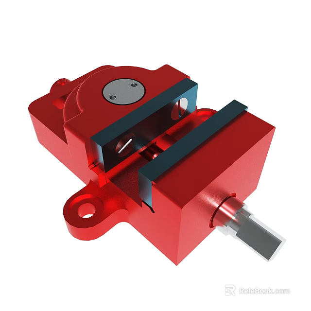 Red Mechanical Component With Metal Structure Holes Black Parts And Shaft 3d model 