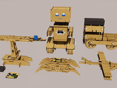 Creative Building Blocks DIY Projects Including Robot Truck Mechanical Structures And Electronic Components 3d model