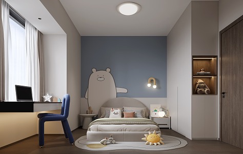 Children's Room Cream Style Silent Style Boys Room Girls Room Second Bedroom Guest Bedroom Study 3d model