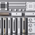 Various Modern Air Conditioners and Fans Including Wall Mounted Floor Standing and Ceiling Units