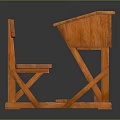 Wooden Outdoor Bench With Backrest And Sturdy Structure For Garden Seating Use