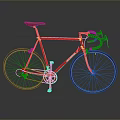 Red Road Bicycle With Brown Leather Seat Curved Handlebars And Chrome Frame