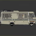 Vintage Beige Striped Motorhome With Roof Storage Box And W Logo